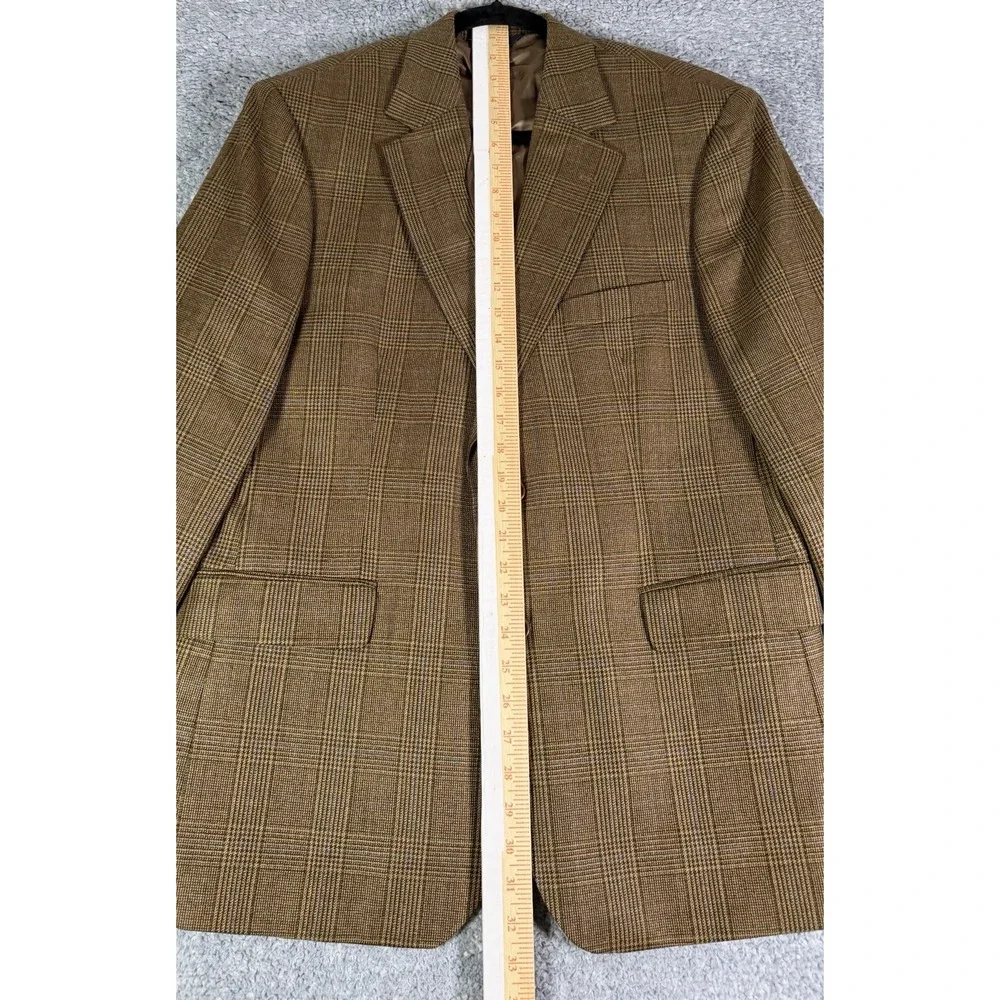 Brooks Brothers 346 Blazer Mens 42S Brown Glen Plaid 100% Wool Two Button Jacket